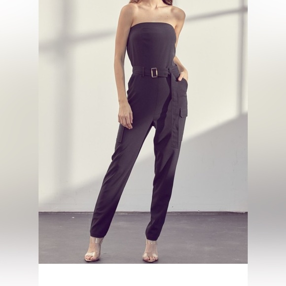 New new in package Elegant Black Jumpsuit strapless must have S M L must have - Picture 2 of 5